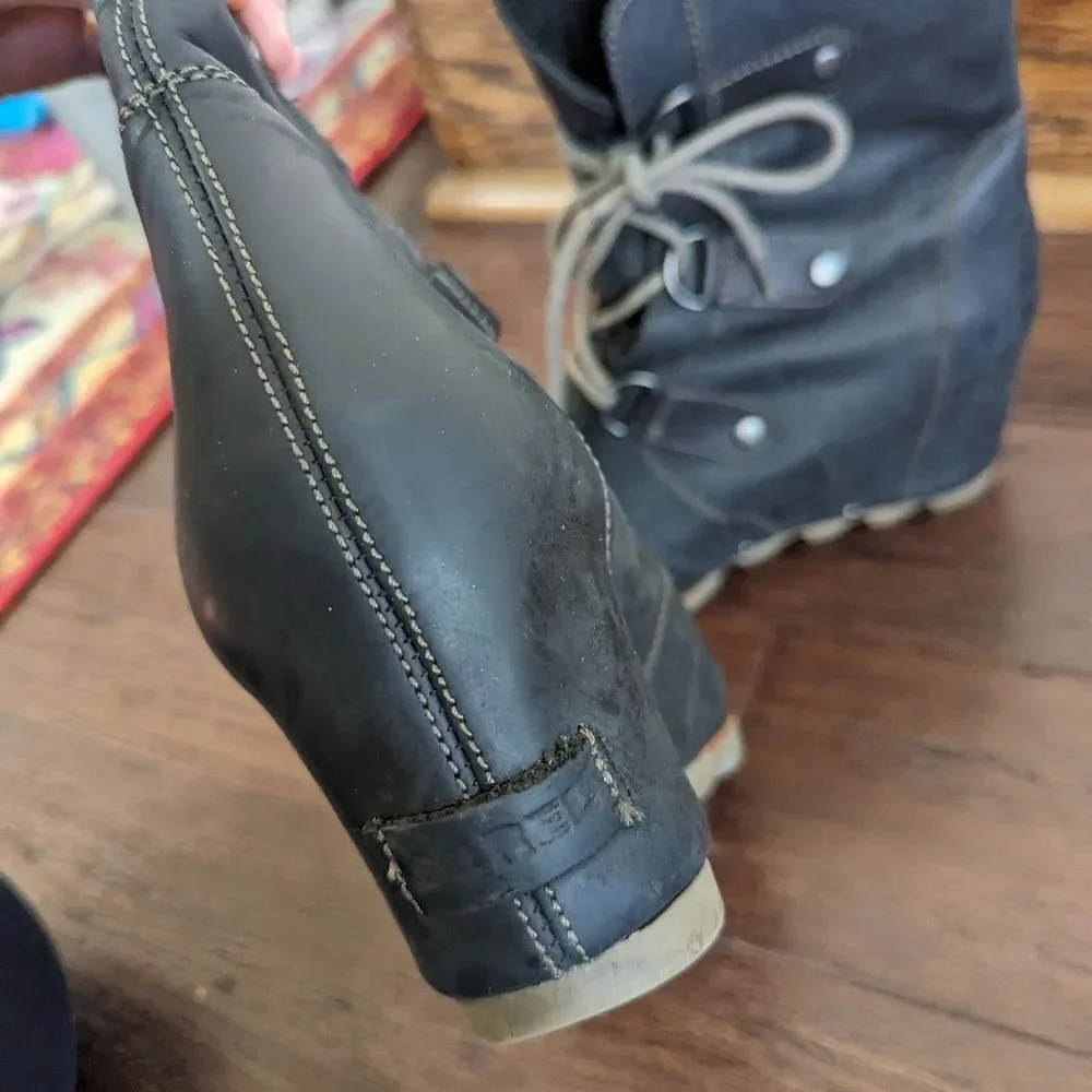 Sorel Joan of Arctic Lace Up Wedge Lexie Wedge Black Leather 11